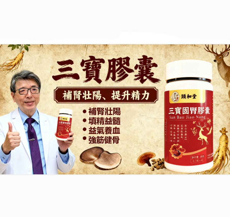 🔥三寶固腎膠囊男人自信神隊友、固本培元、填精益腎、調理氣血，重拾從容男人自信💪 🎯 60天安心試用、沒有效果、全額退費、內調腎精氣血，煥發全日飽滿狀態 💪