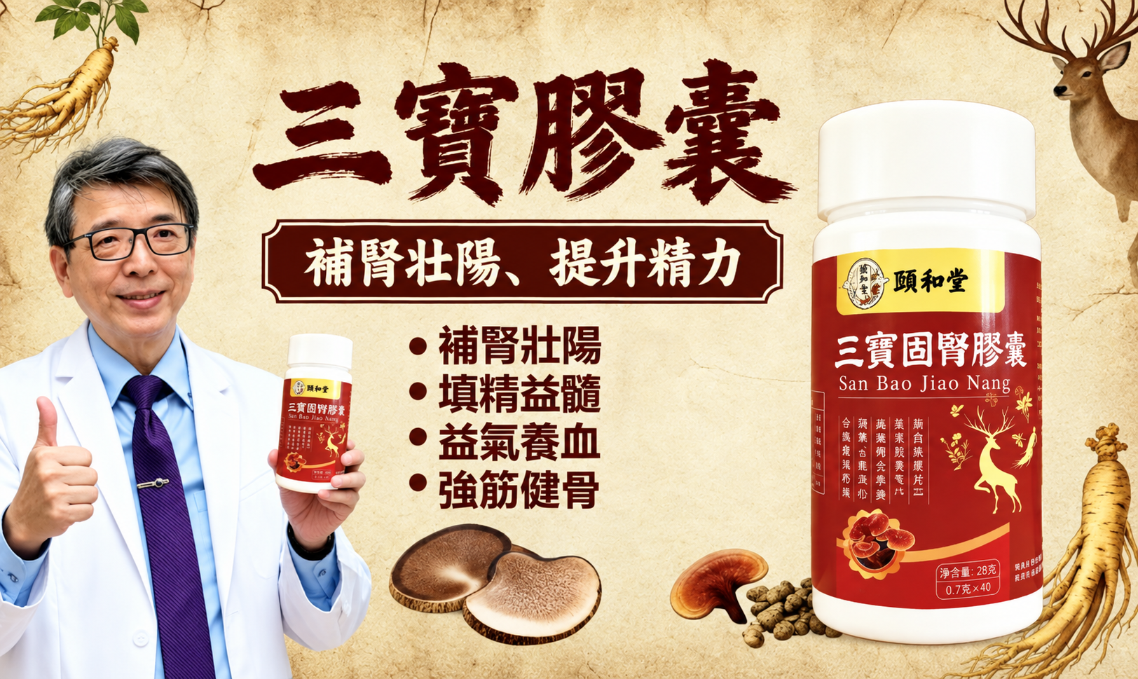 三寶固腎膠囊，男人的加油站！讓你健康每一天!